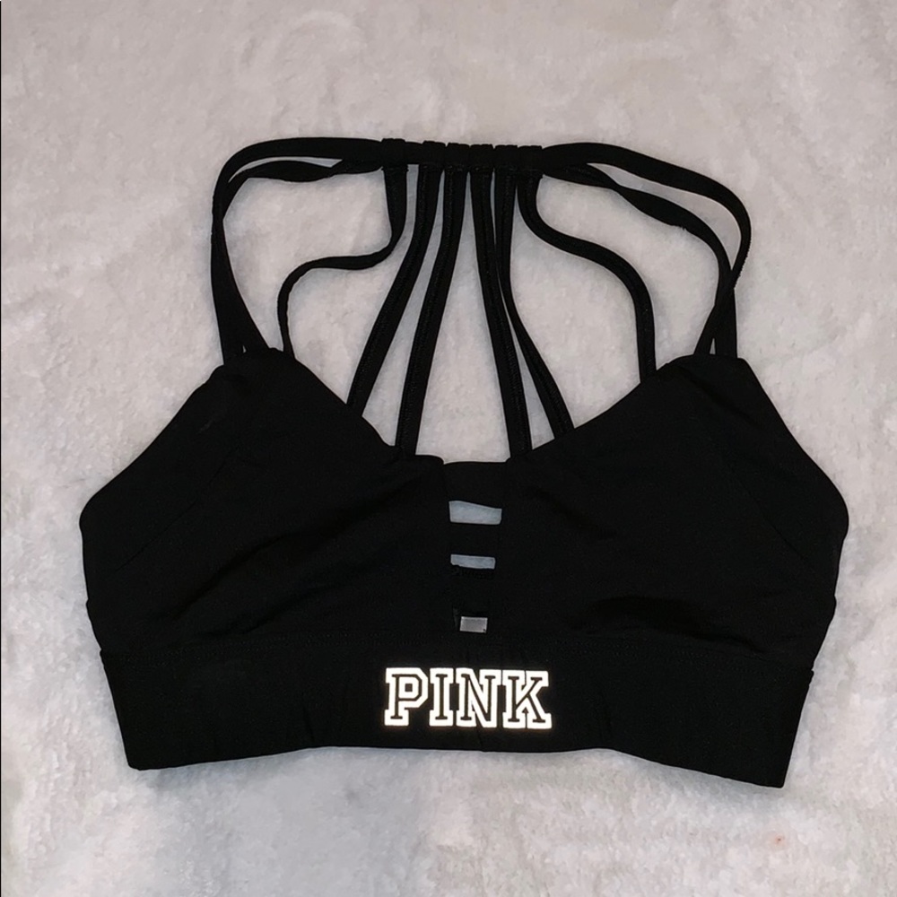 PINK black sports bra